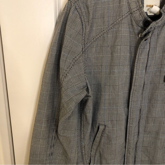 Diesel Vintage Cotton Zip Up Jacket varsity Micro plaid women w pockets Sz large - Picture 3 of 13